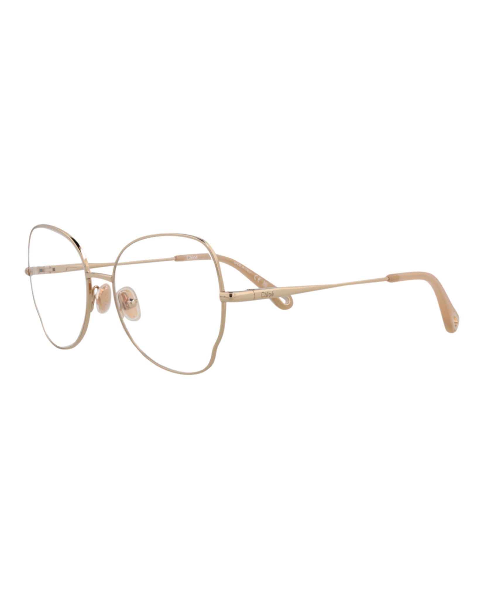 Chloé Womens Round/Oval Gold Gold Transparent Fashion Designer Eyewear