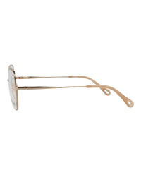 Chloé Womens Round/Oval Gold Gold Transparent Fashion Designer Eyewear
