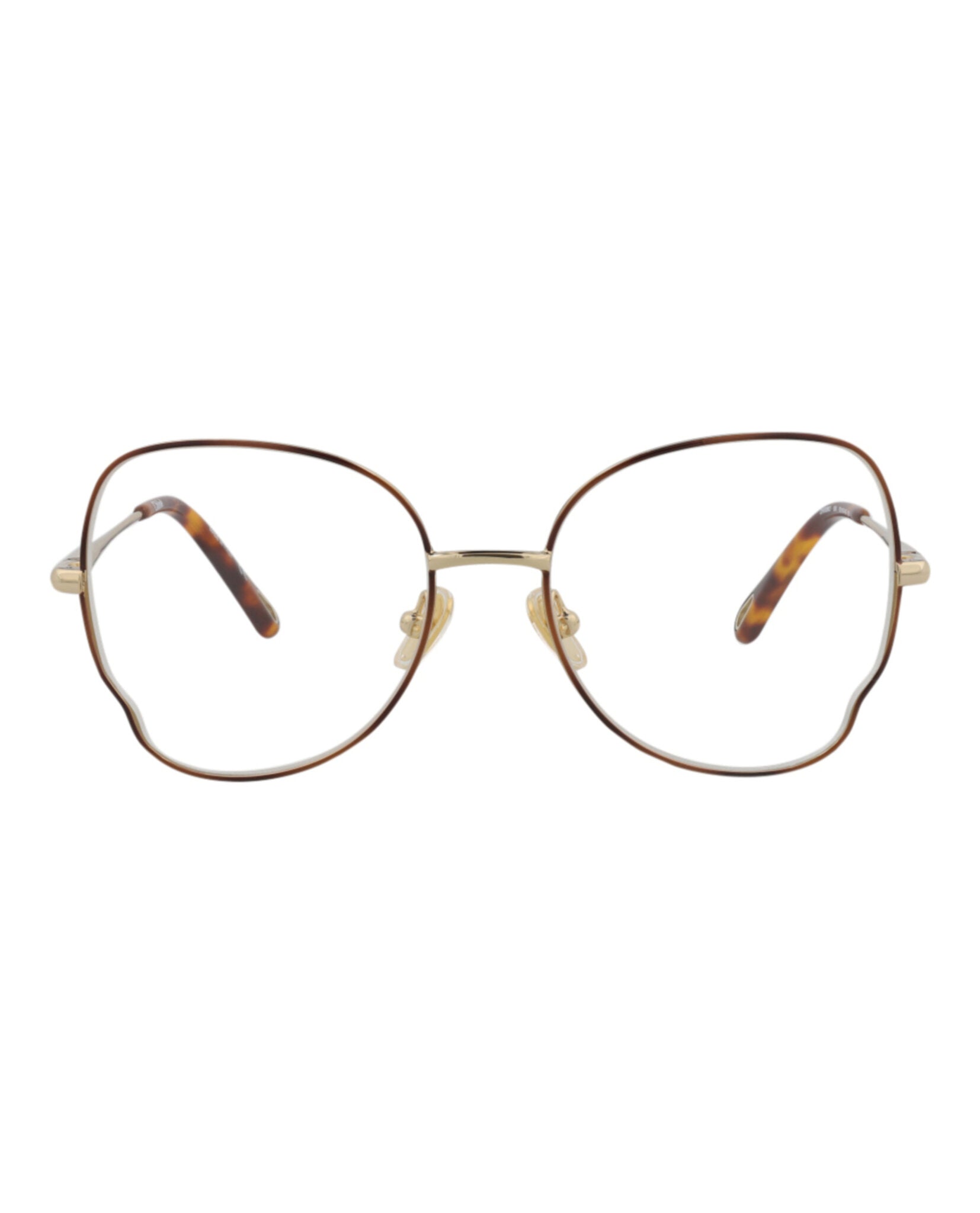 Chloé Womens Round/Oval Havana Gold Transparent Fashion Designer Eyewear Havana Gold Transparent