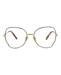 Chloé Womens Round/Oval Havana Gold Transparent Fashion Designer Eyewear Havana Gold Transparent