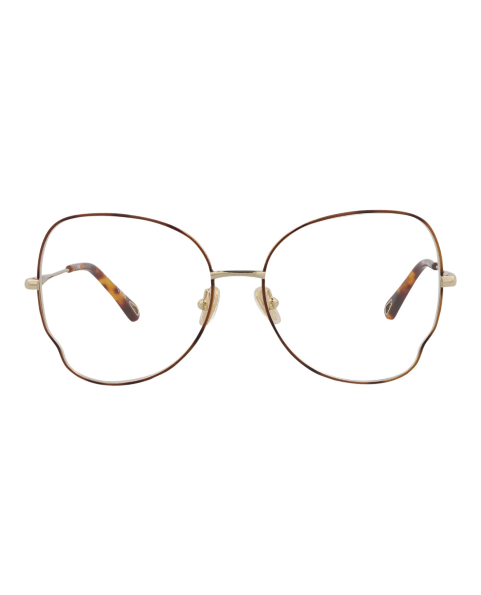 Chloé Womens Cat Eye Havana Gold Transparent Fashion Designer Eyewear Havana Gold Transparent