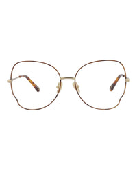 Chloé Womens Cat Eye Havana Gold Transparent Fashion Designer Eyewear Havana Gold Transparent