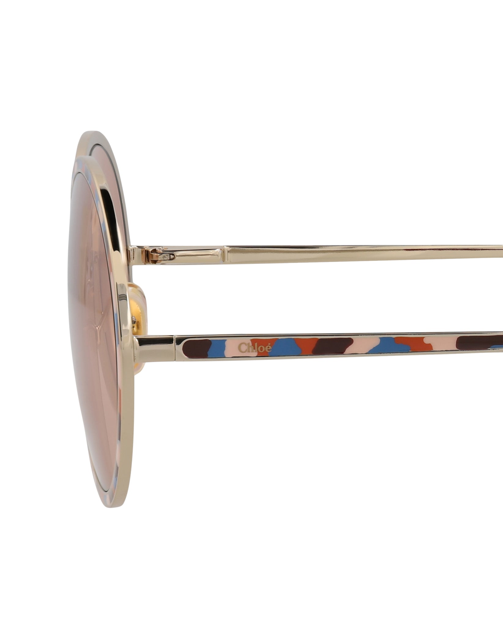 Chloé Womens Round/Oval Gold Gold Orange Fashion Designer Eyewear