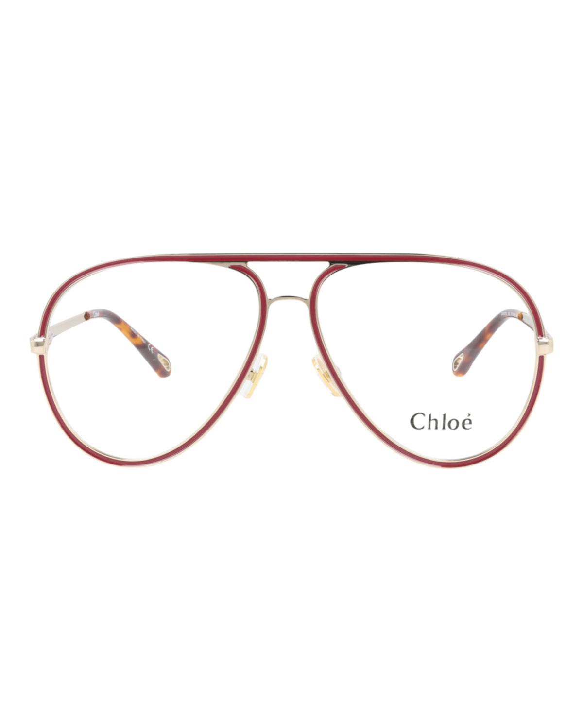 Chloé Womens Aviator Gold Gold Transparent Fashion Designer Eyewear