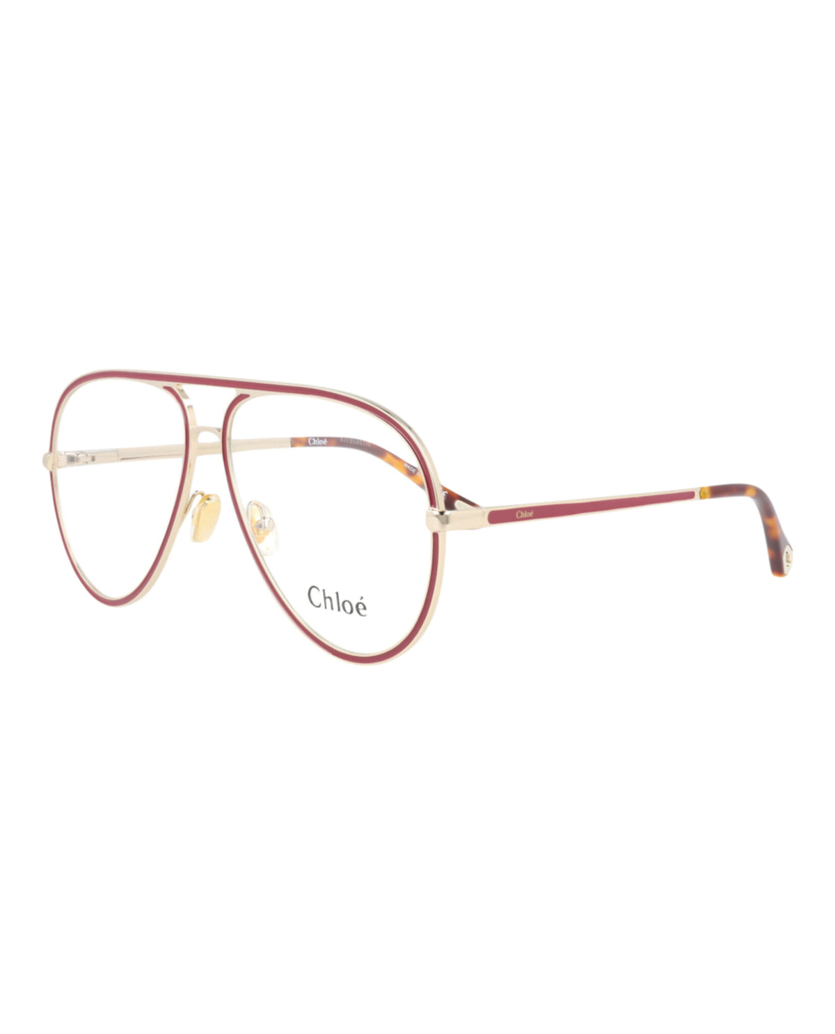 Chloé Womens Aviator Gold Gold Transparent Fashion Designer Eyewear