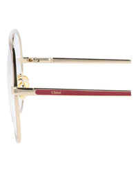 Chloé Womens Aviator Gold Gold Transparent Fashion Designer Eyewear