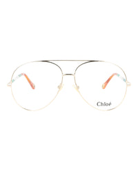 Chloé Chloé Womens Aviator Gold Gold Transparent Fashion Designer Eyewear