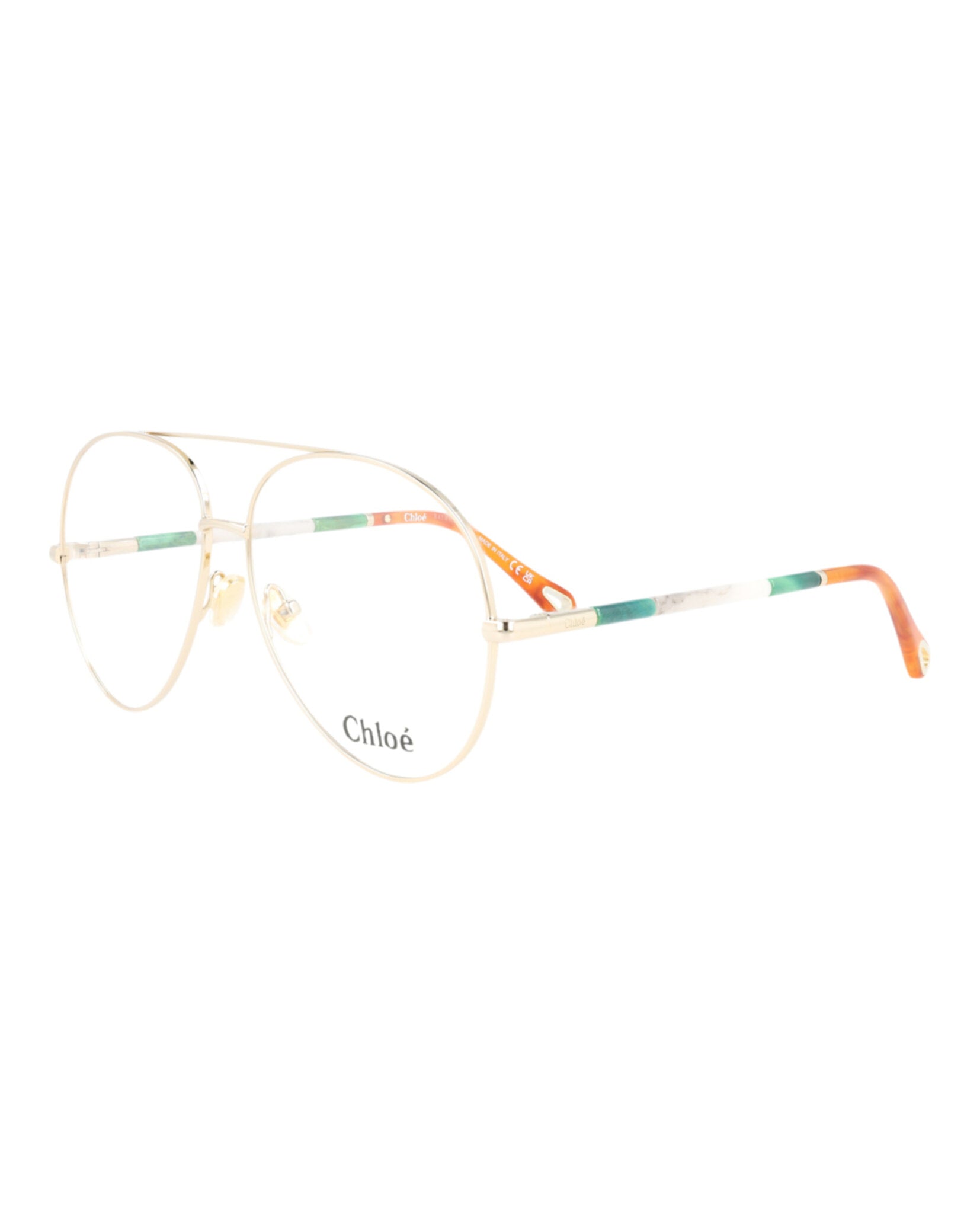 Chloé Chloé Womens Aviator Gold Gold Transparent Fashion Designer Eyewear