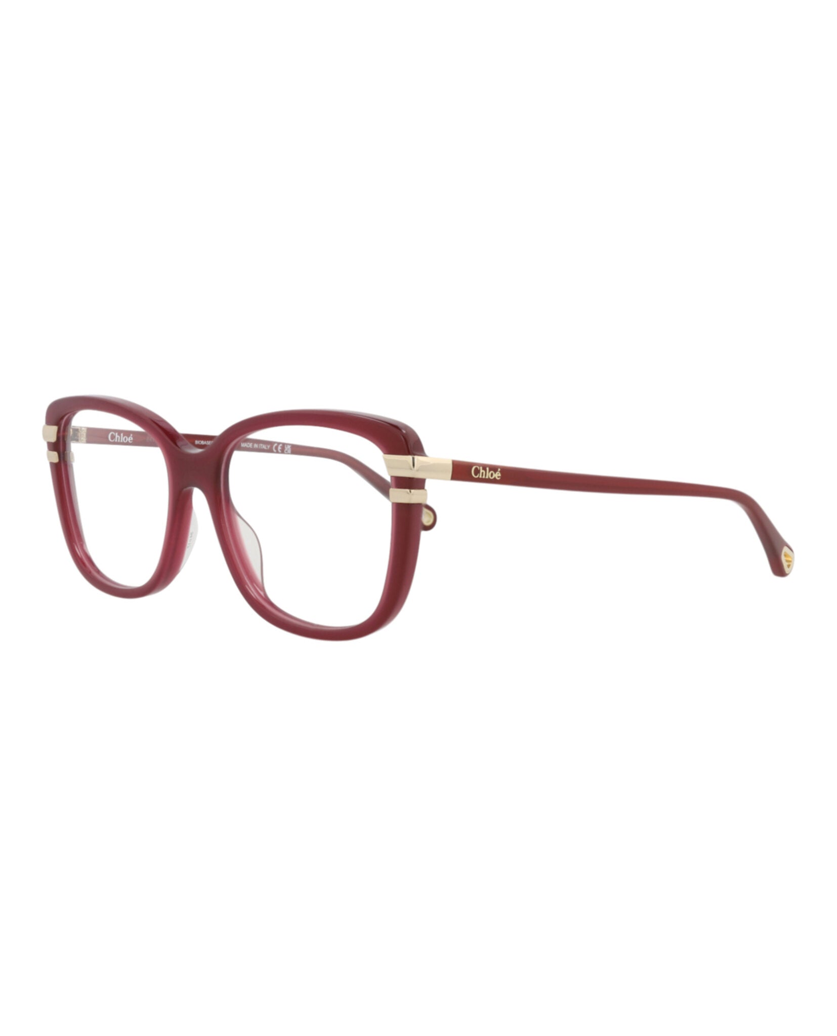 Chloé Chloé Womens Square/Rectangle Burgundy Burgundy Transparent Fashion Designer Eyewear