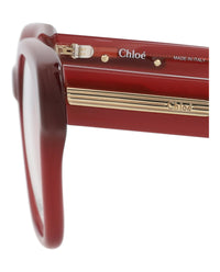 Chloé Chloé Womens Square/Rectangle Burgundy Burgundy Transparent Fashion Designer Eyewear