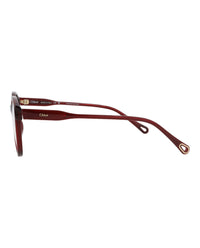 Chloé Chloé Womens Round/Oval Burgundy Burgundy Transparent Fashion Designer Eyewear