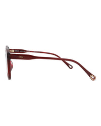 Chloé Chloé Womens Round/Oval Burgundy Burgundy Transparent Fashion Designer Eyewear