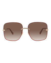 Chloé Womens Square/Rectangle Gold Gold Brown Fashion Designer Eyewear