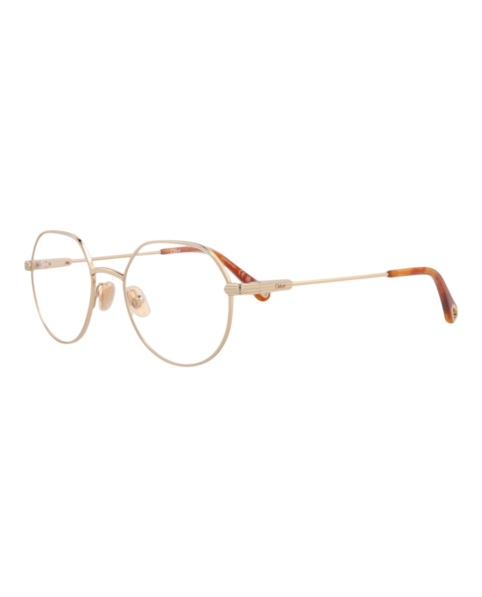 Chloé Chloé Womens Round/Oval Gold Gold Transparent Fashion Designer Eyewear