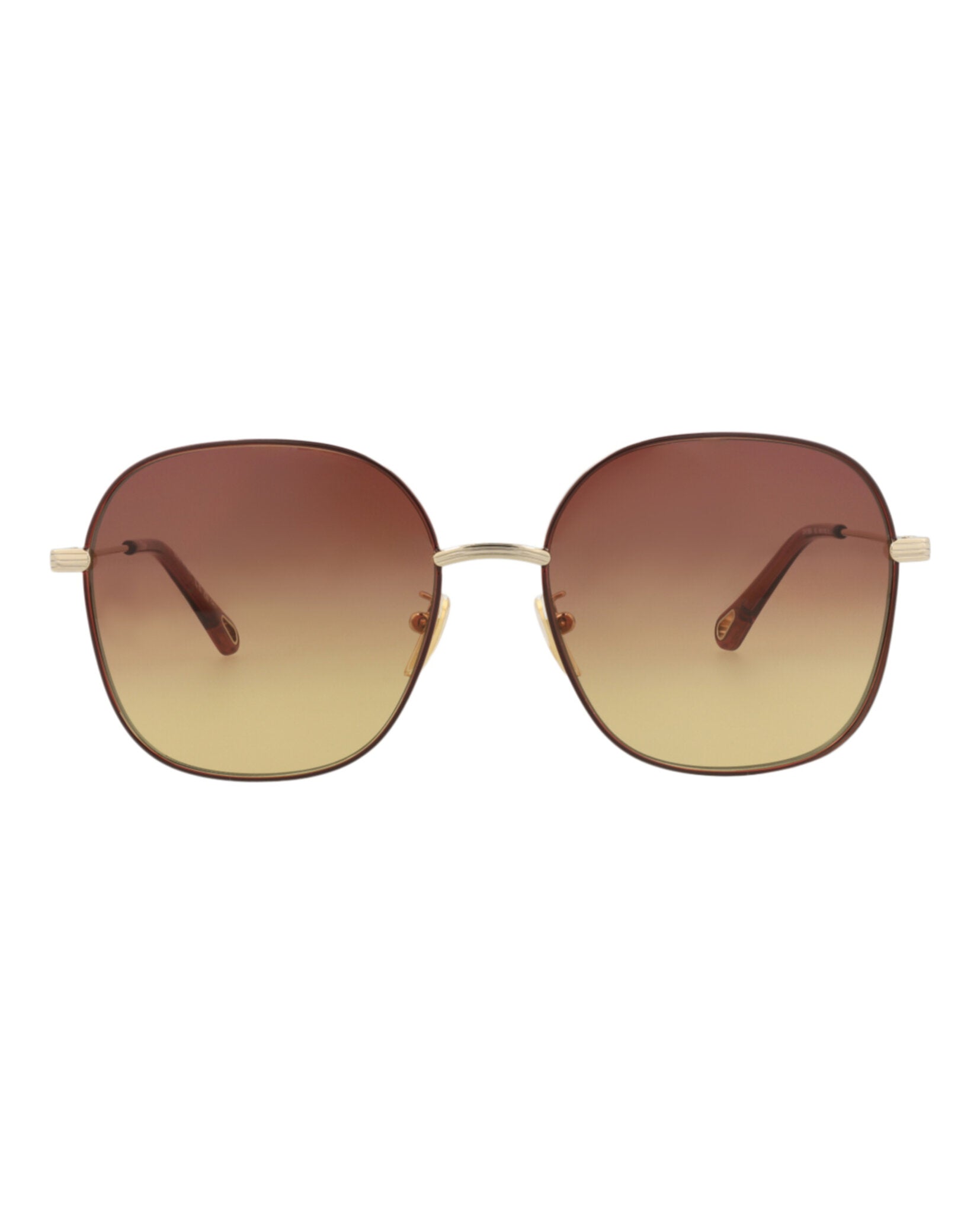 Chloé Chloé Womens Square/Rectangle Gold Gold Brown Fashion Designer Eyewear