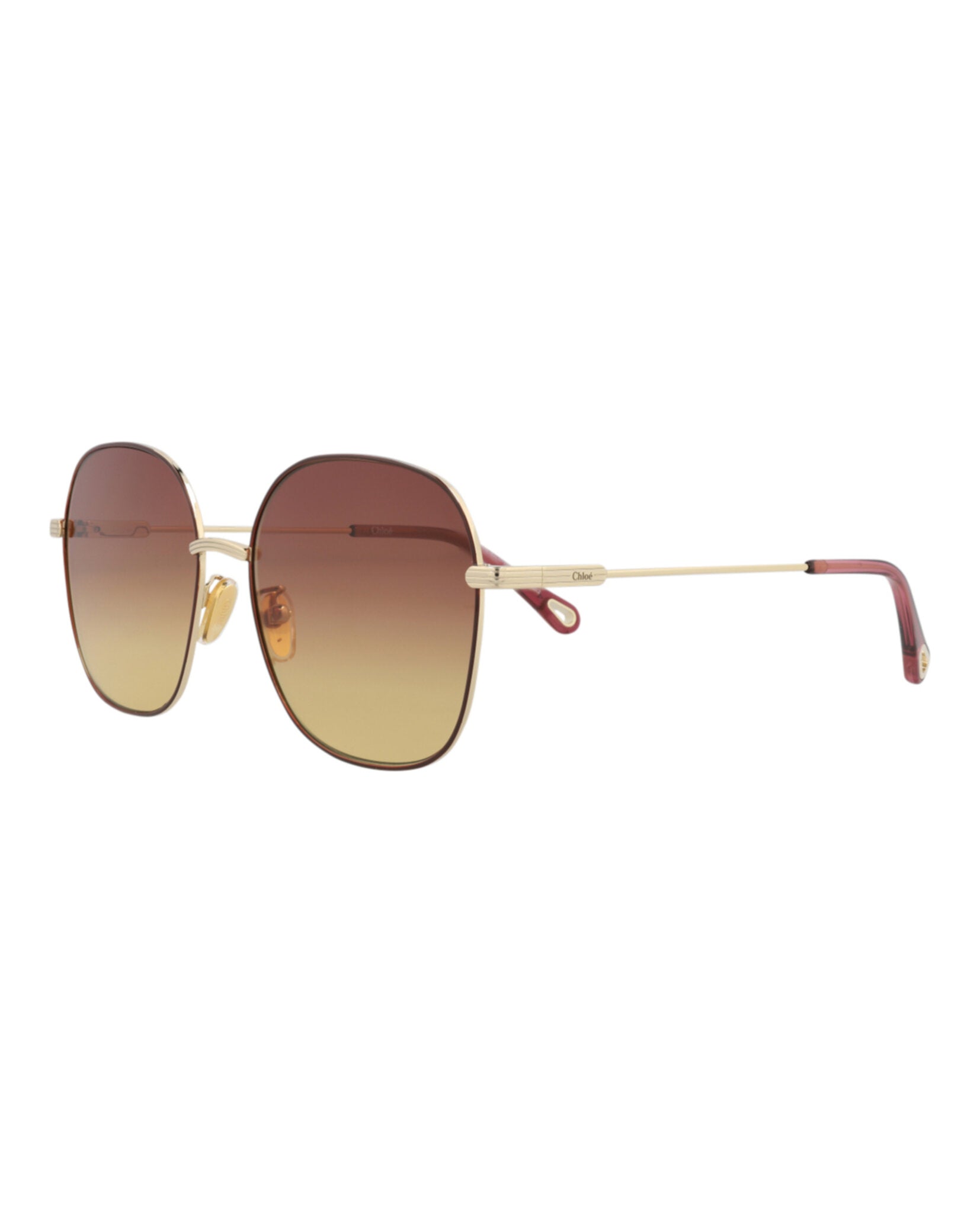 Chloé Chloé Womens Square/Rectangle Gold Gold Brown Fashion Designer Eyewear