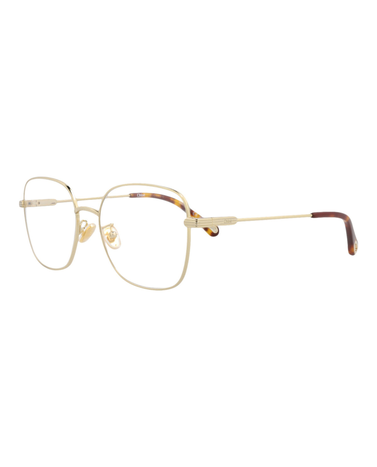 Chloé Womens Square/Rectangle Gold Gold Transparent Fashion Designer Eyewear