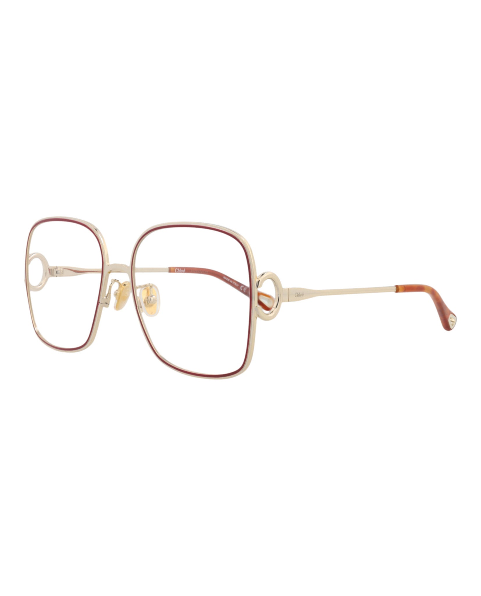 Chloé Chloé Womens Square/Rectangle Gold Gold Transparent Fashion Designer Eyewear