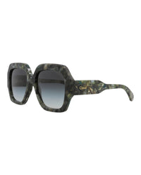 Chloé Chloé Womens Square/Rectangle Green Green Grey Fashion Designer Eyewear