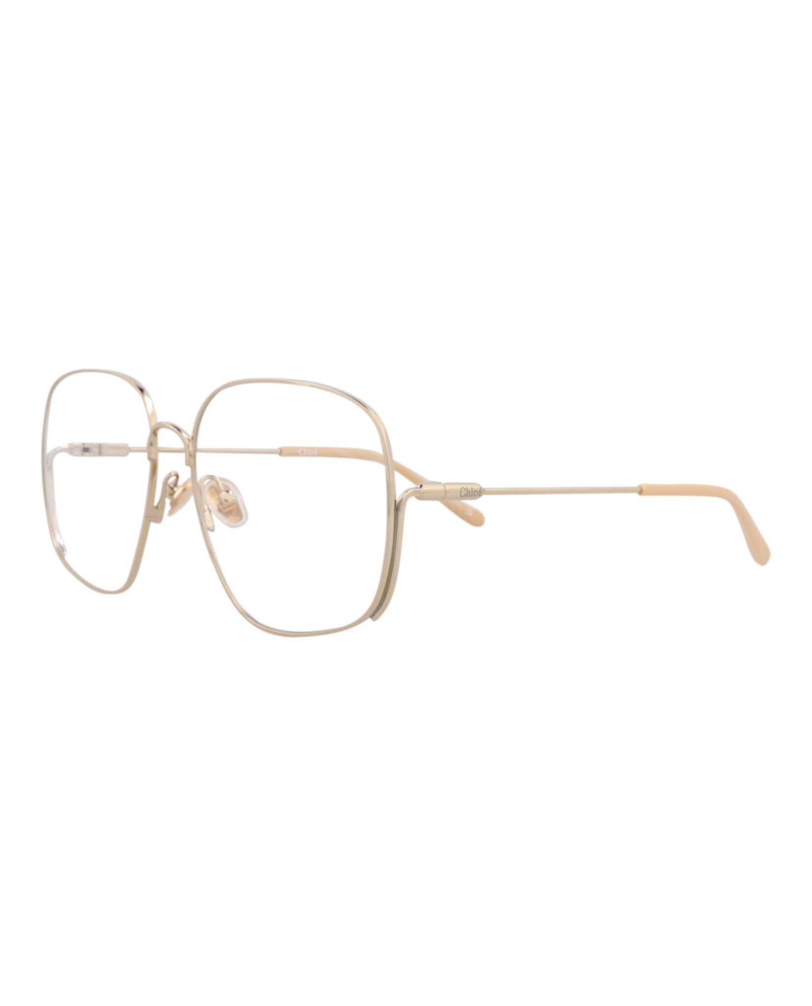 Chloé Chloé Womens Square/Rectangle Gold Gold Transparent Fashion Designer Eyewear