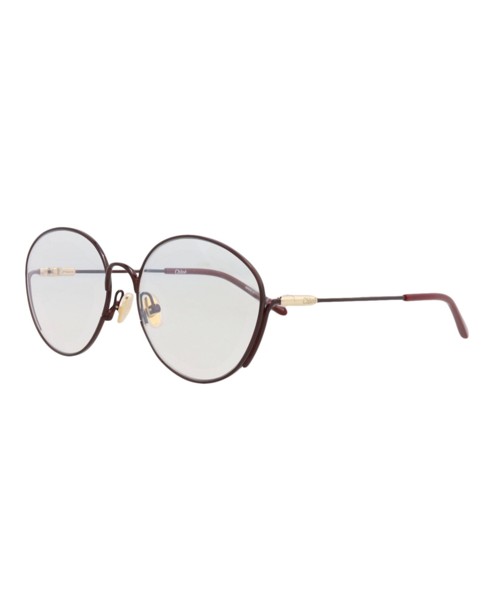 Chloé Womens Cat Eye Burgundy Burgundy Transparent Fashion Designer Eyewear