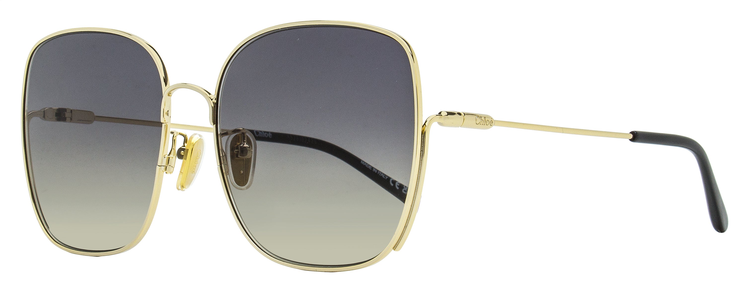 Chloe Square Sunglasses CH0170SA 001 Gold/Black 61mm Gold Black