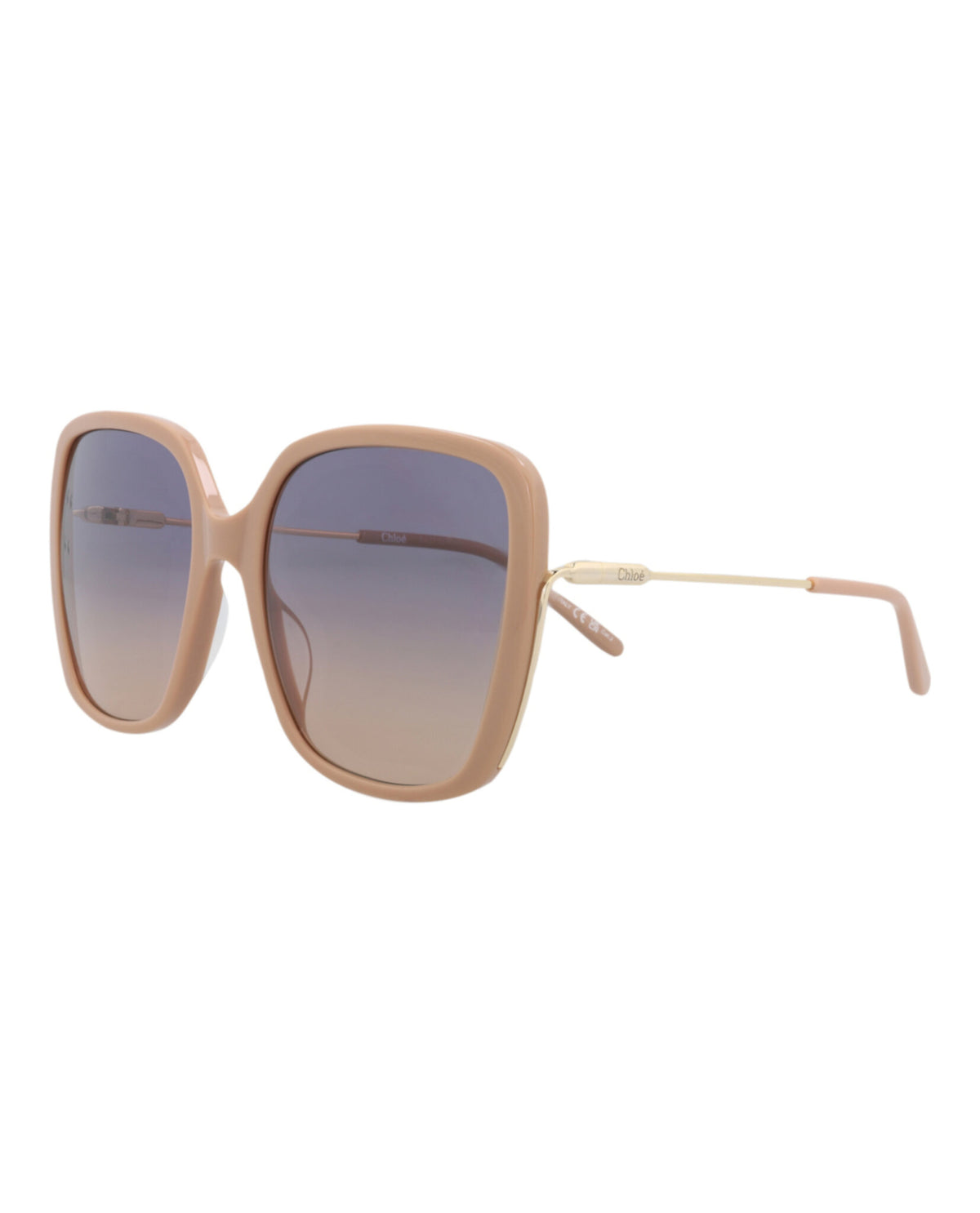 Chloé Womens Square/Rectangle Nude Gold Blue Fashion Designer Eyewear