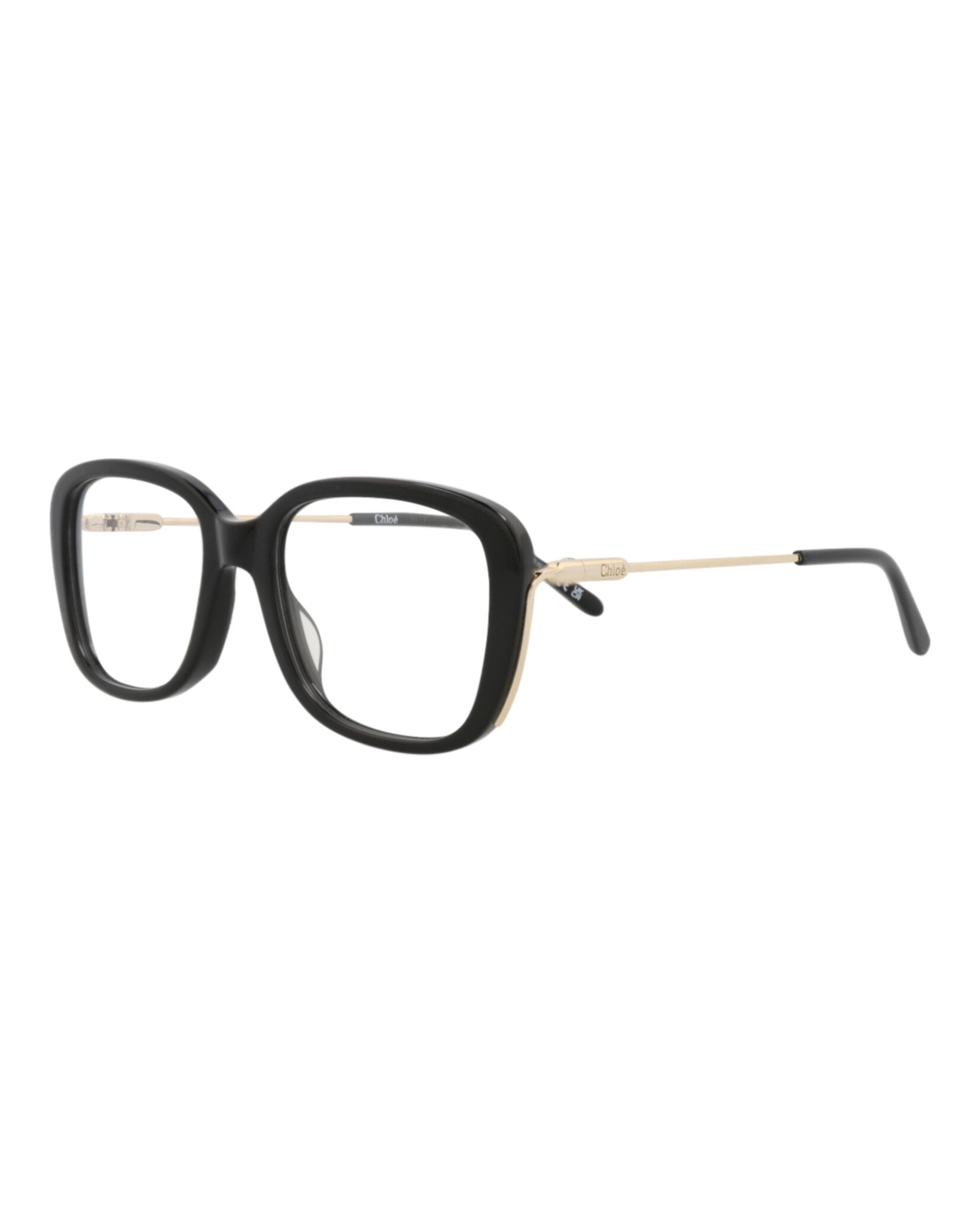 Chloé Chloé Womens Square/Rectangle Black Gold Transparent Fashion Designer Eyewear