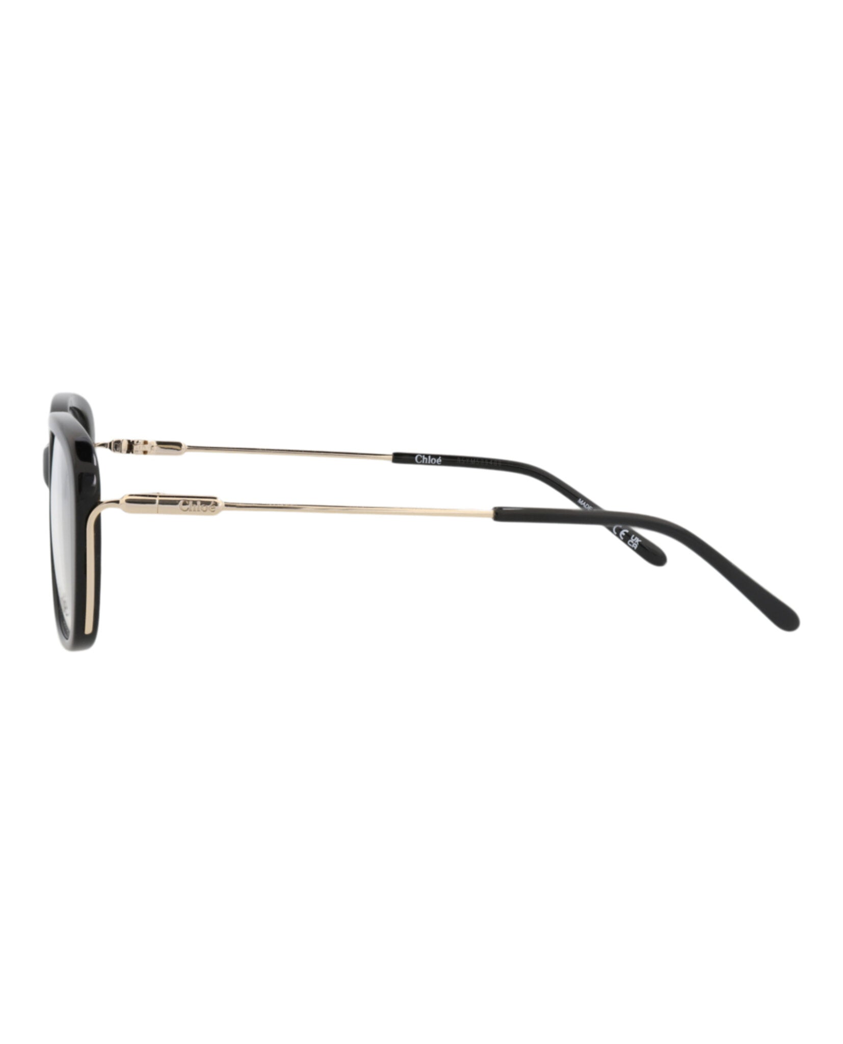Chloé Chloé Womens Square/Rectangle Black Gold Transparent Fashion Designer Eyewear