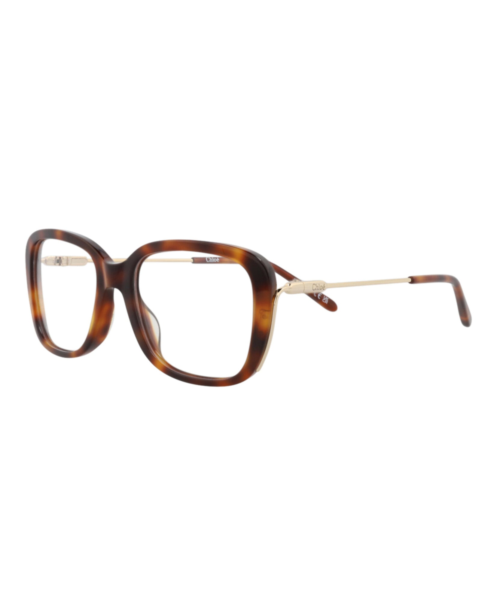 Chloé Chloé Womens Square/Rectangle Havana Gold Transparent Fashion Designer Eyewear