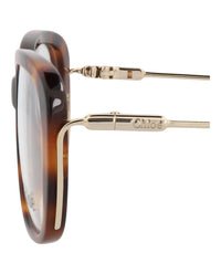 Chloé Chloé Womens Square/Rectangle Havana Gold Transparent Fashion Designer Eyewear