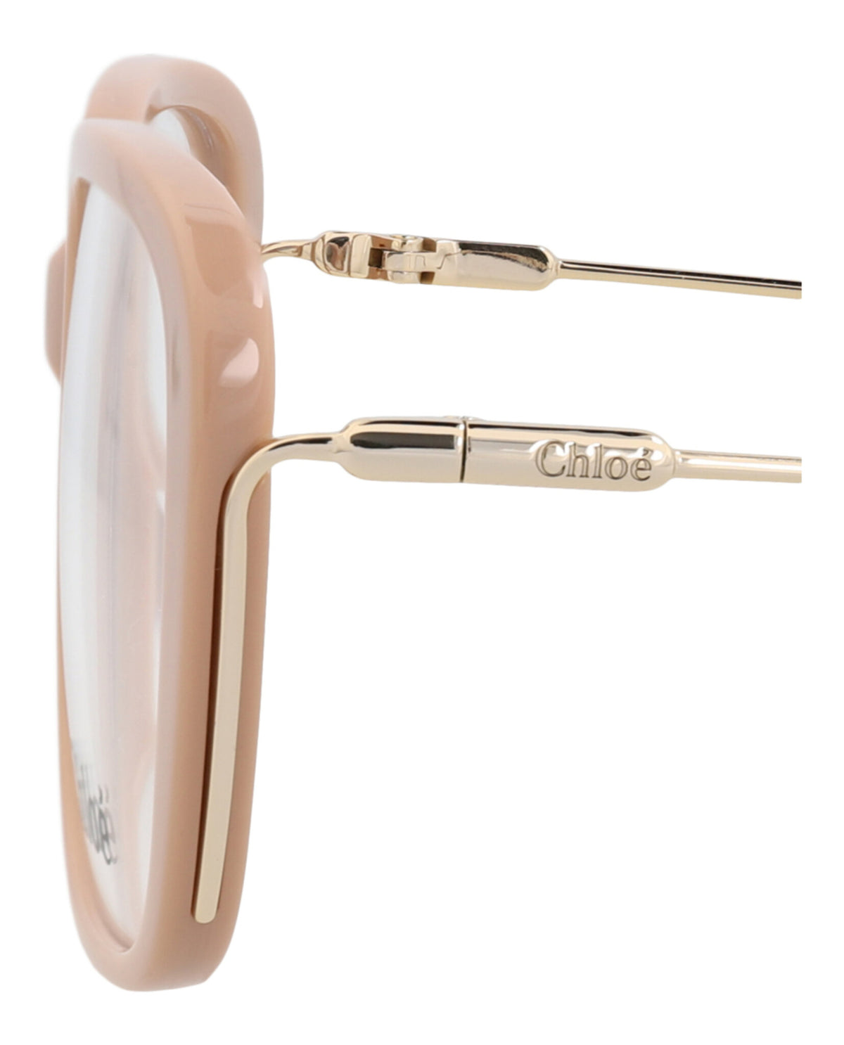 Chloé Womens Square/Rectangle Nude Gold Transparent Fashion Designer Eyewear