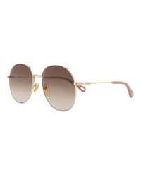 Chloé Chloé Womens Round/Oval Gold Gold Brown Fashion Designer Eyewear