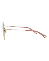 Chloé Chloé Womens Round/Oval Gold Gold Brown Fashion Designer Eyewear