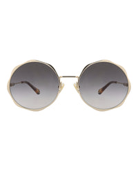 Chloé Chloé Womens Round/Oval Gold Gold Grey Fashion Designer Eyewear
