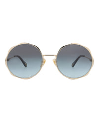 Chloé Chloé Womens Round/Oval Gold Gold Blue Fashion Designer Eyewear