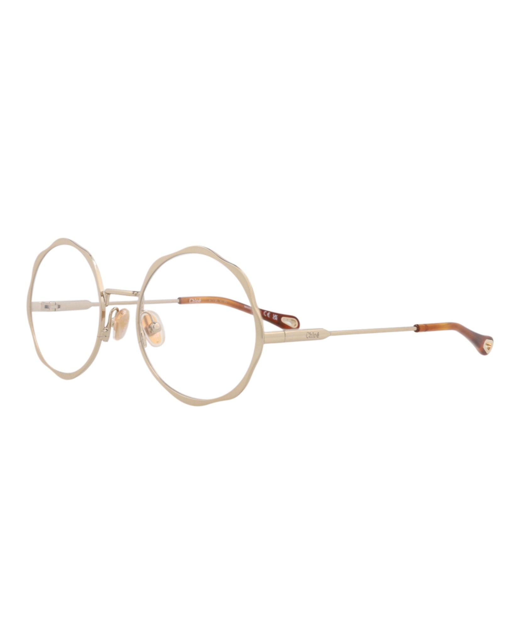 Chloé Chloé Womens Round/Oval Gold Gold Transparent Fashion Designer Eyewear