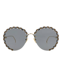 Chloé Womens Round/Oval Gold Gold Grey Fashion Designer Eyewear