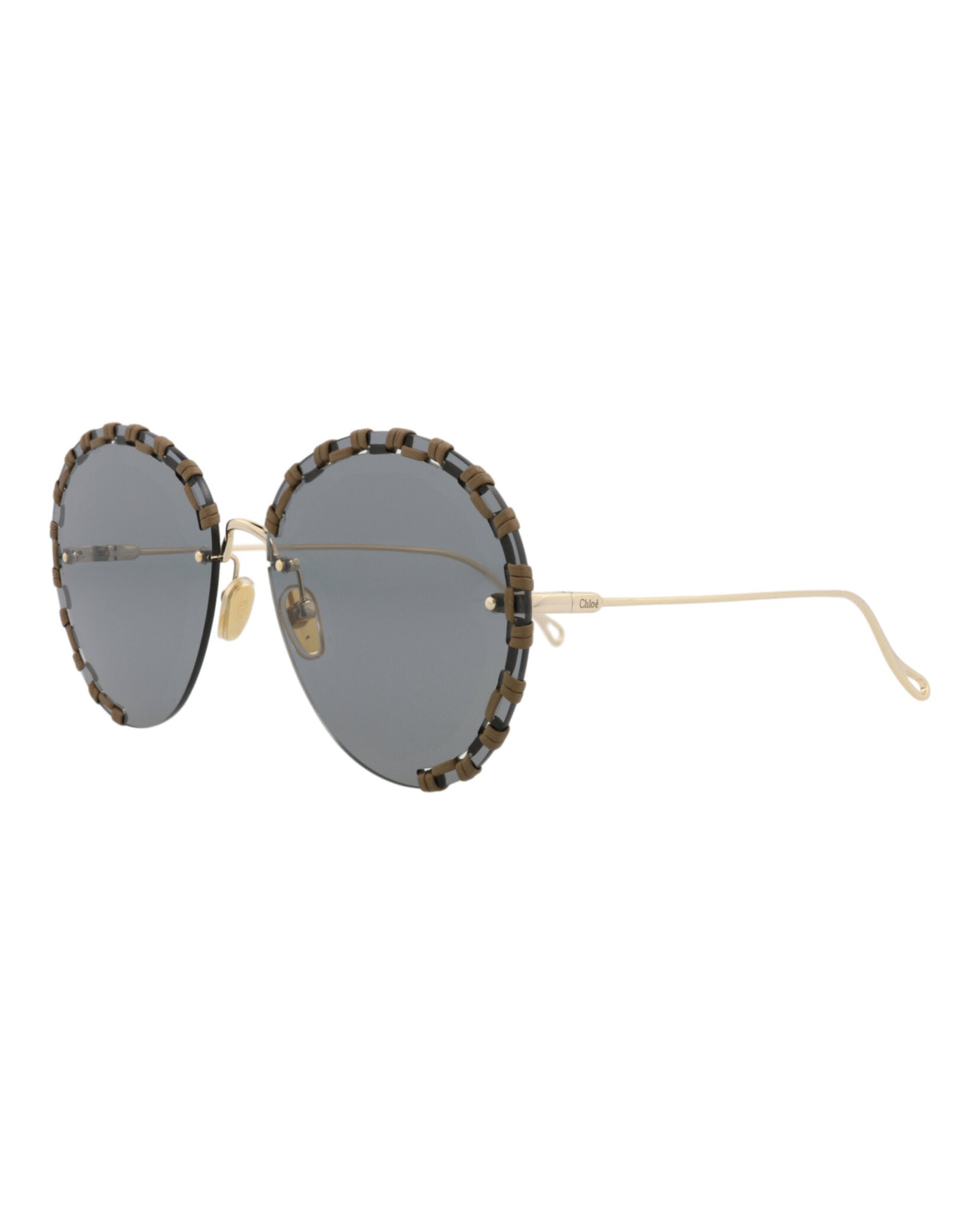 Chloé Womens Round/Oval Gold Gold Grey Fashion Designer Eyewear