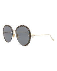 Chloé Womens Round/Oval Gold Gold Grey Fashion Designer Eyewear