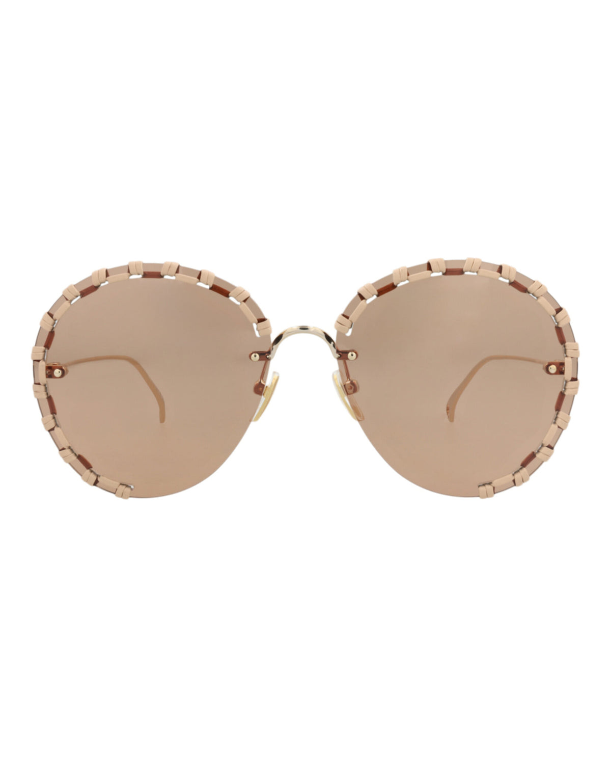 Chloé Chloé Womens Round/Oval Gold Gold Brown Fashion Designer Eyewear