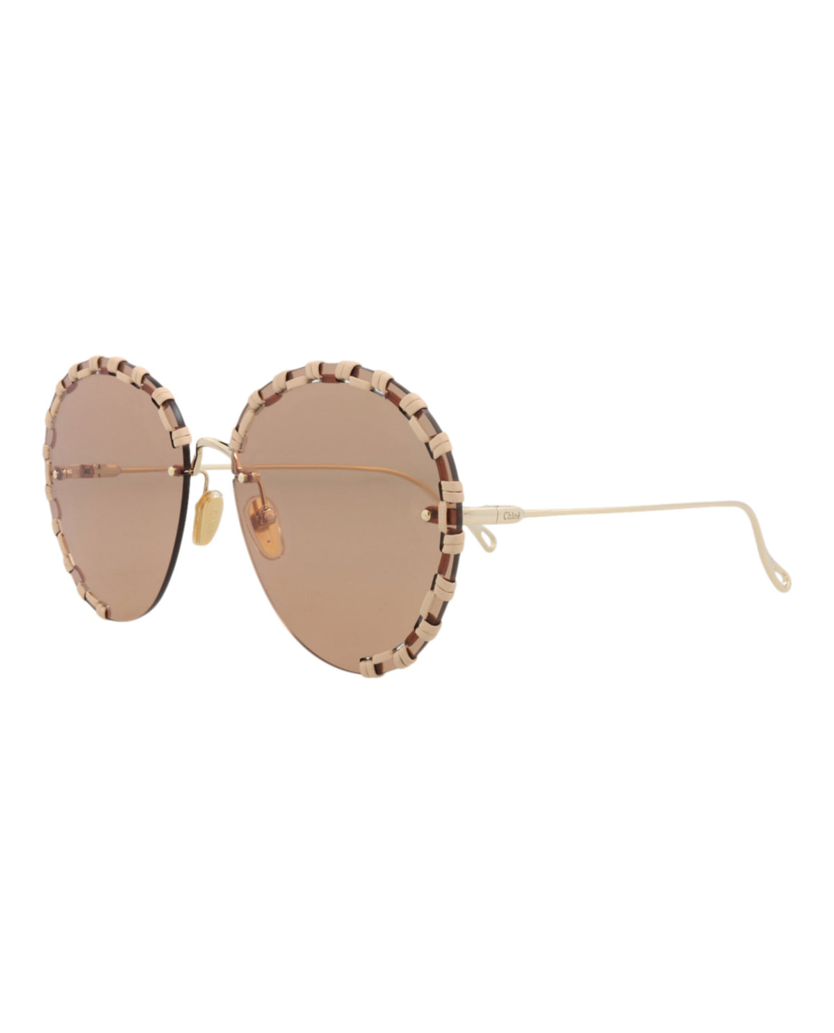 Chloé Chloé Womens Round/Oval Gold Gold Brown Fashion Designer Eyewear