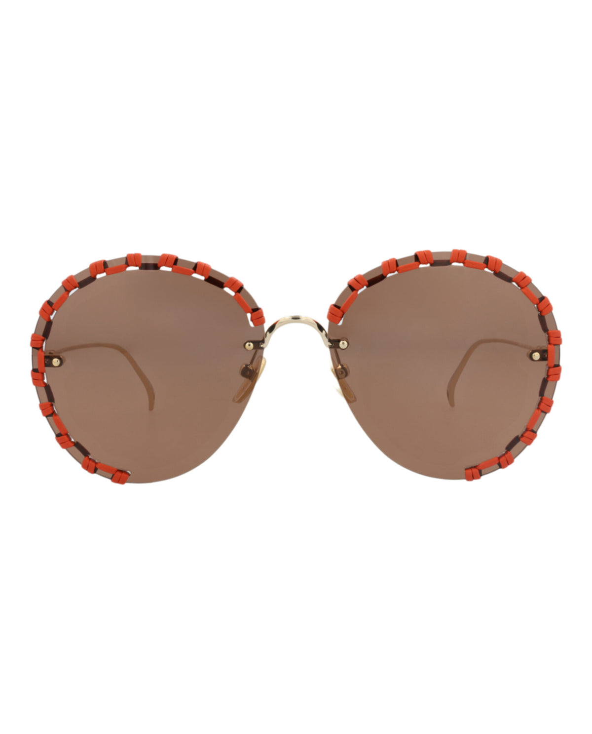 Chloé Chloé Womens Round/Oval Gold Gold Brown Fashion Designer Eyewear