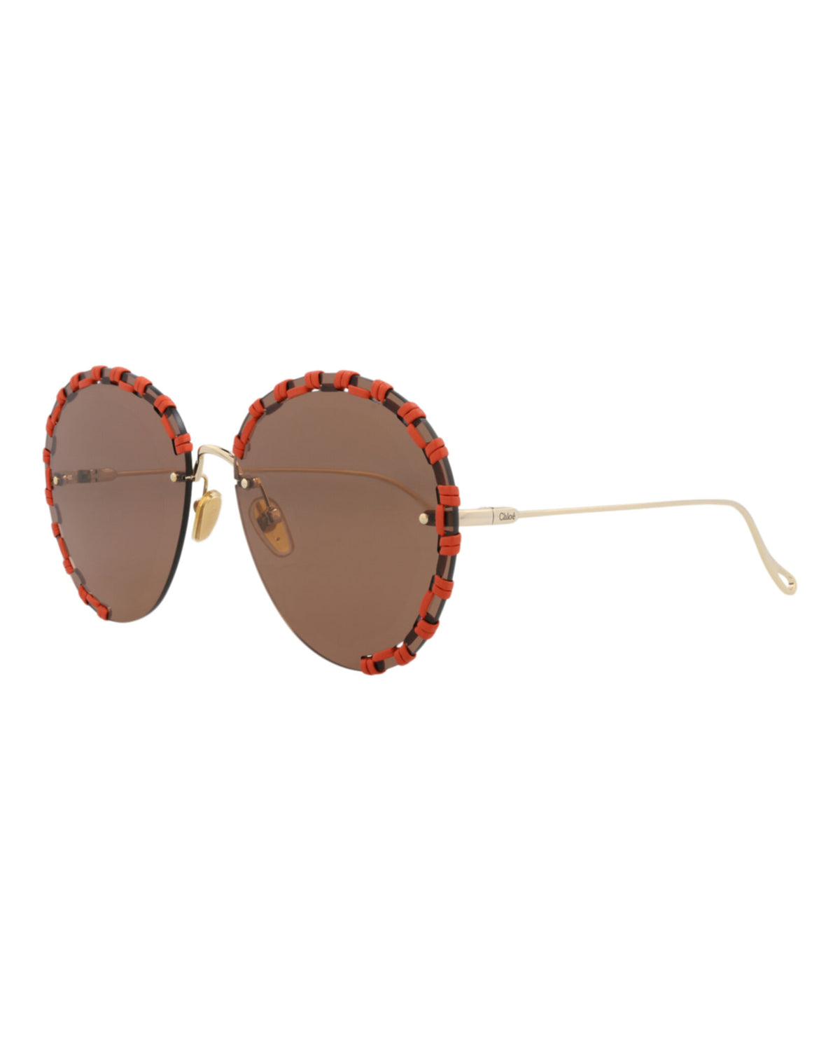 Chloé Chloé Womens Round/Oval Gold Gold Brown Fashion Designer Eyewear