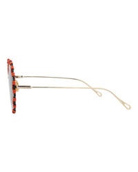Chloé Chloé Womens Round/Oval Gold Gold Brown Fashion Designer Eyewear