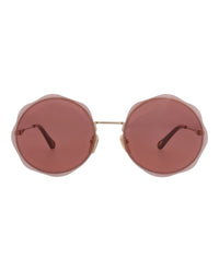Chloé Chloé Womens Round/Oval Gold Gold Red Fashion Designer Eyewear