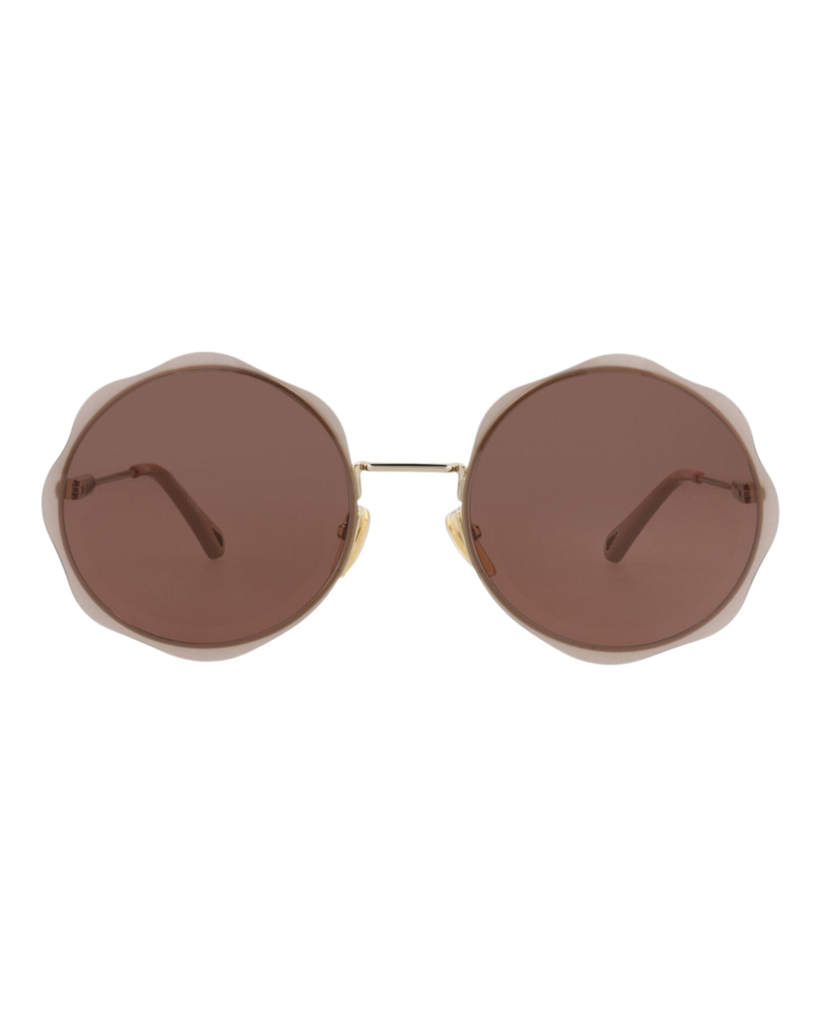 Chloé Chloé Womens Round/Oval Gold Gold Brown Fashion Designer Eyewear