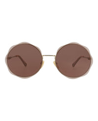 Chloé Chloé Womens Round/Oval Gold Gold Brown Fashion Designer Eyewear