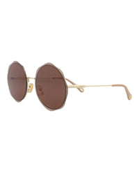 Chloé Chloé Womens Round/Oval Gold Gold Brown Fashion Designer Eyewear
