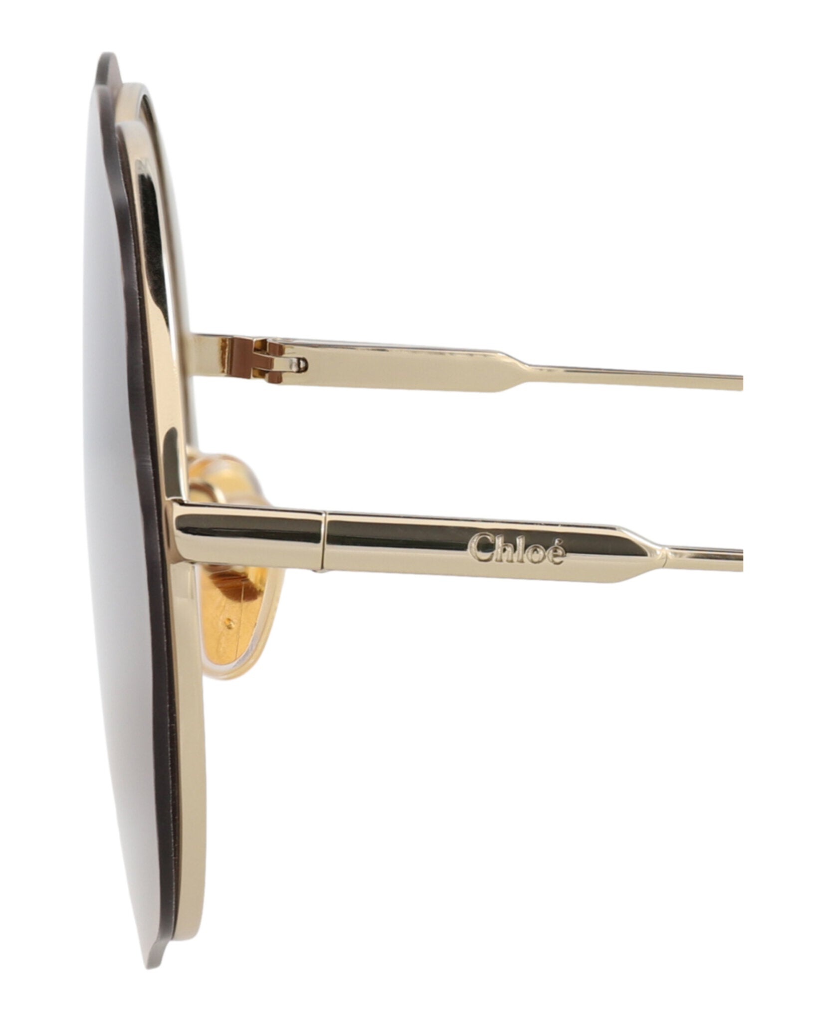 Chloé Chloé Womens Round/Oval Gold Gold Brown Fashion Designer Eyewear